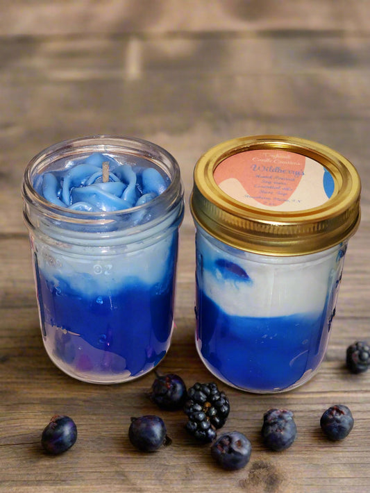 Mason Jar Rose Candle Blue Wildberry's